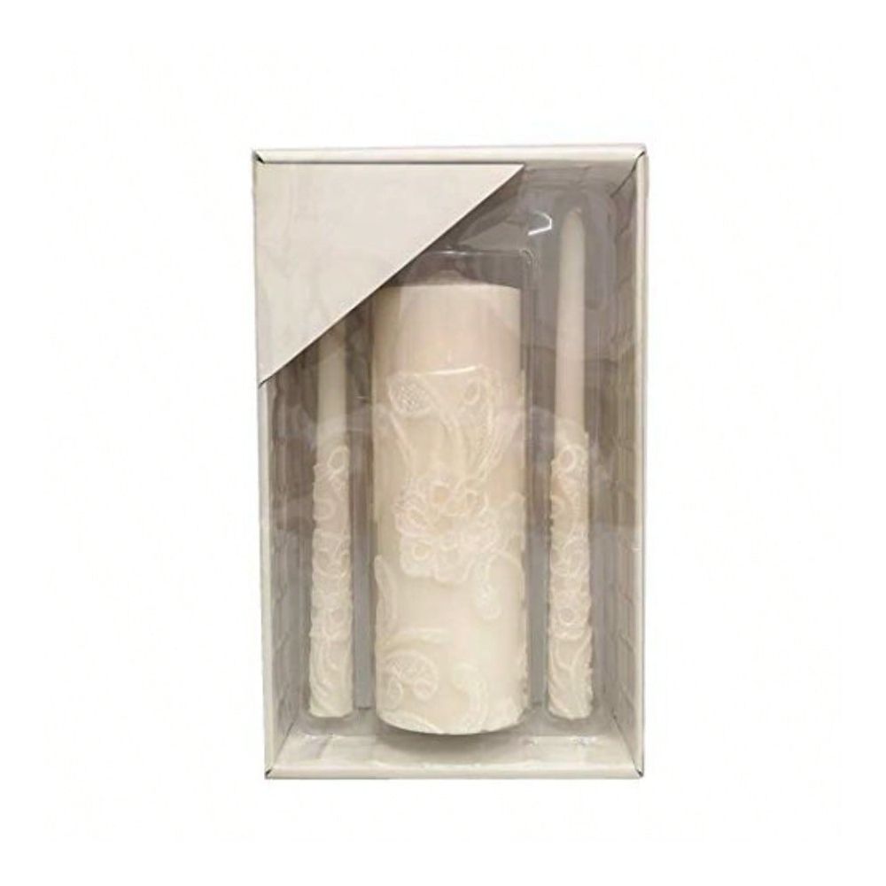 Unity Candle Set - Set Lilin Pernikahan Warna Krem Tinggi
