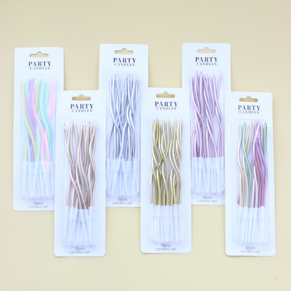 Unity Candle Set - 12/48pcs/1case lilin ulang tahun Spiral kue