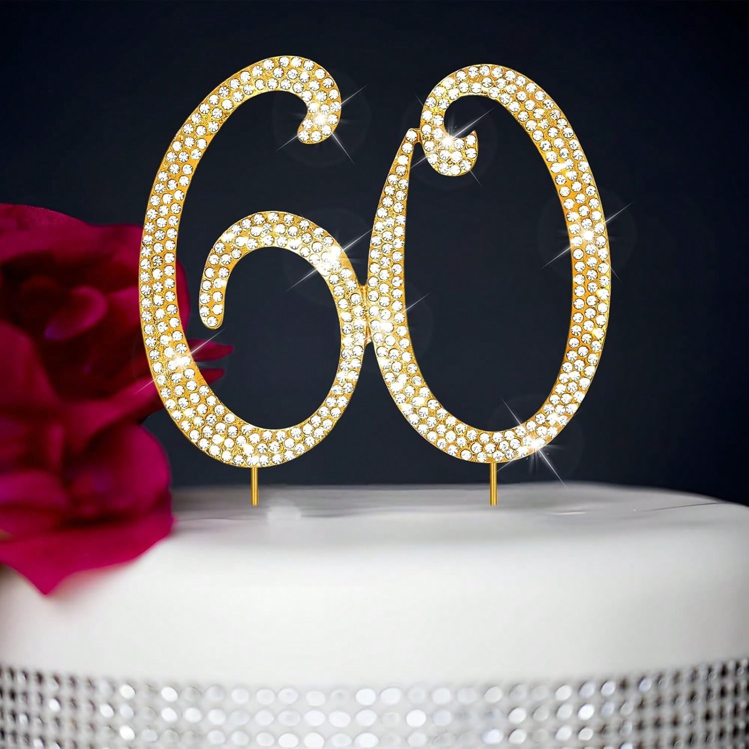 Unity Candle Set - Topper Kue Angka Berlian Imitasi Emas