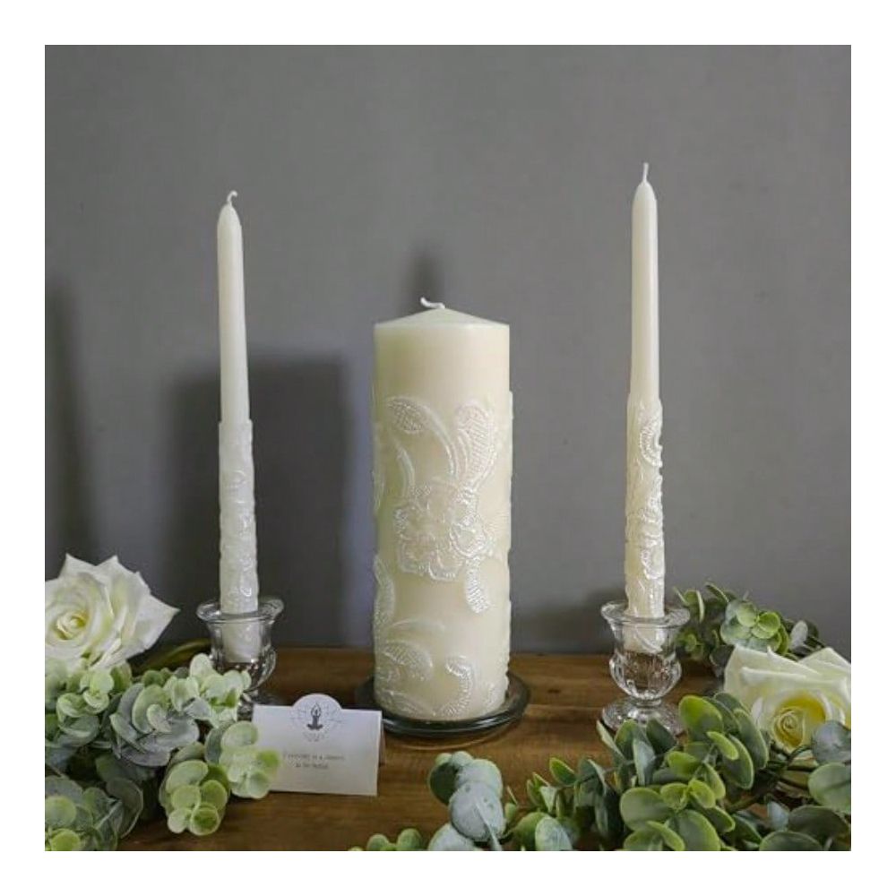 Set Lilin Pernikahan Warna Kre - Unity Candle Set ulasan dan harga