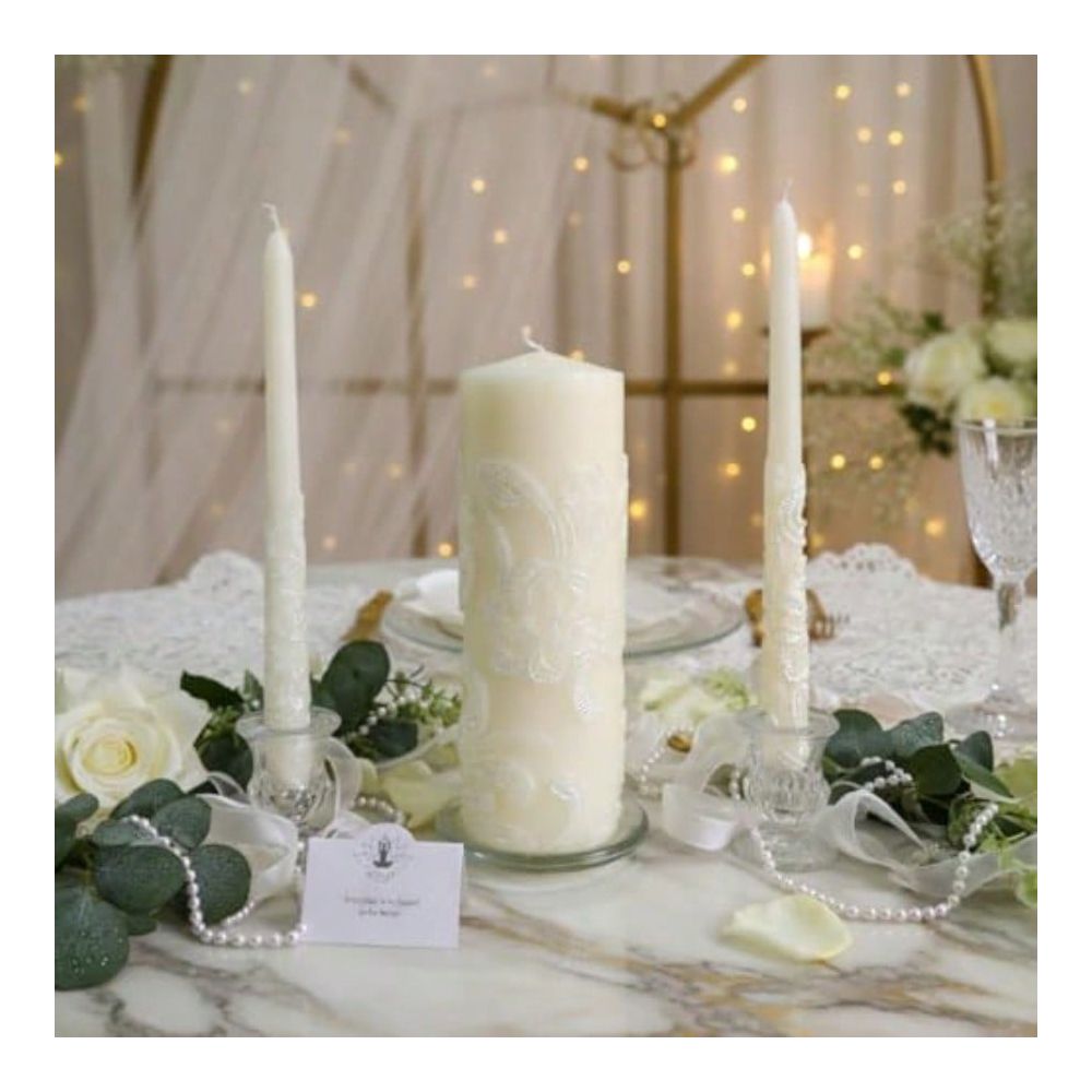 Set Lilin Pernikahan Warna Kre - Unity Candle Set ulasan dan harga